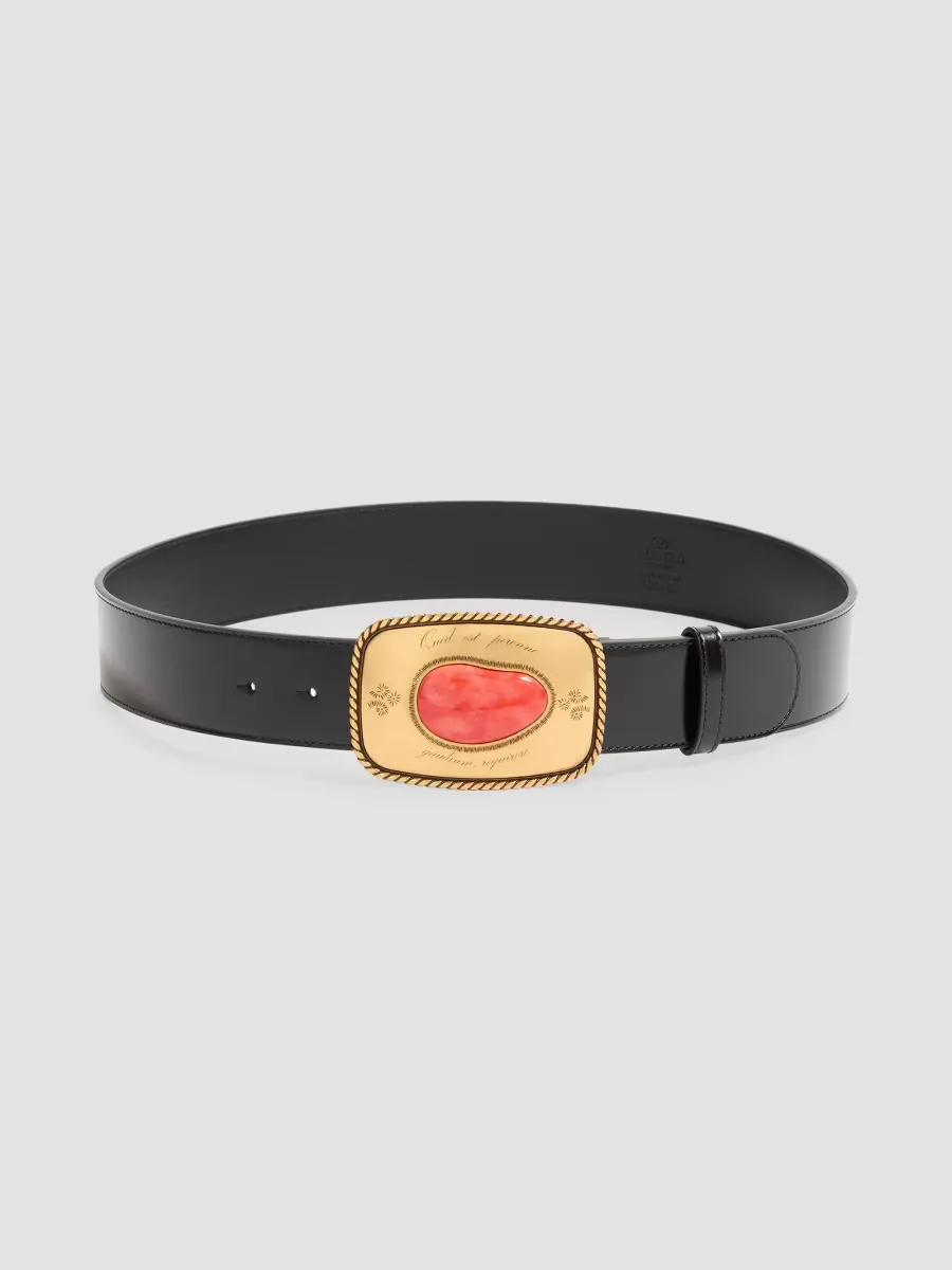 Gaudium Belt in Shiny Calfskin 40 mm by Valentino