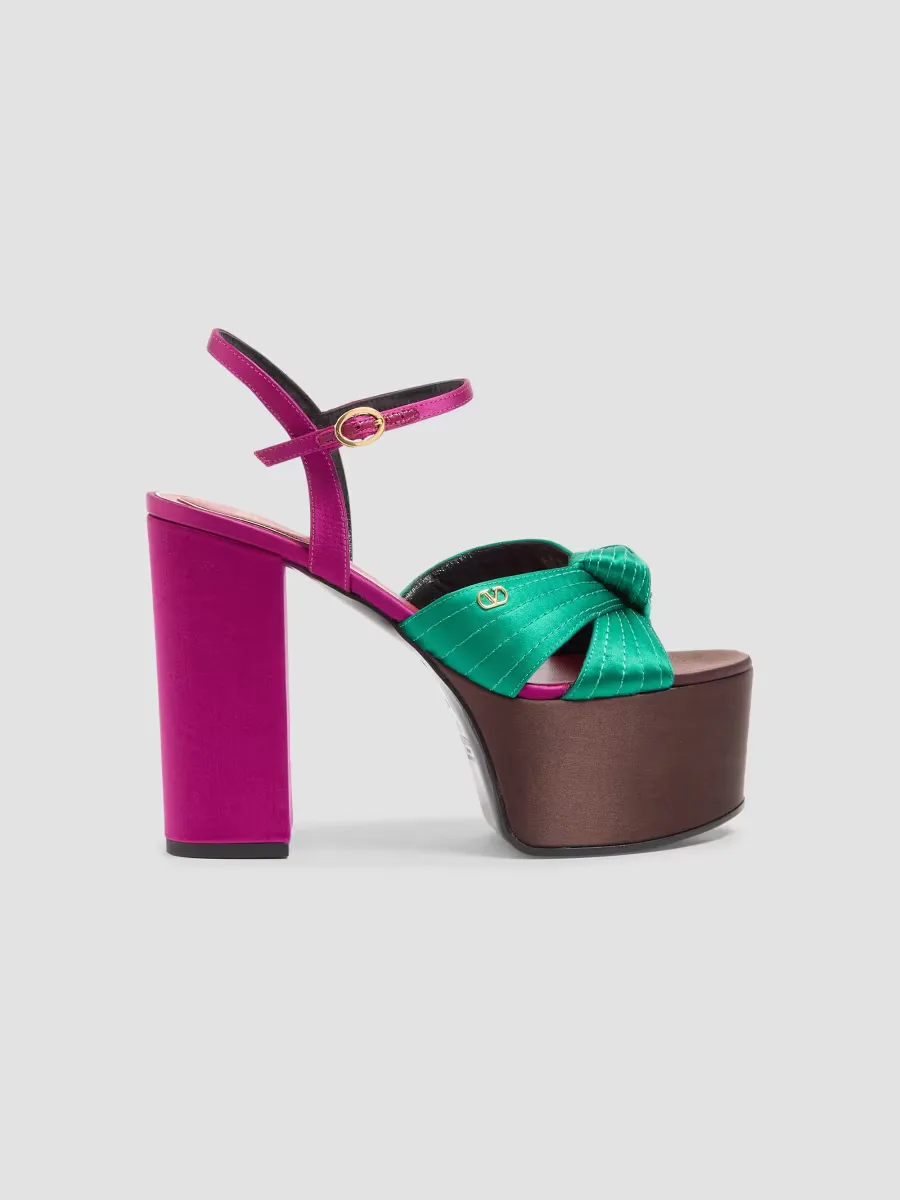 125MM Sandals with Crasher Platform in Satin by Valentino