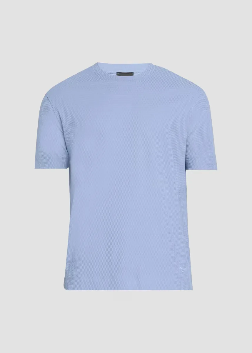 Emporio Armani Textured Oval Cotton Crewneck T-Shirt by Armani