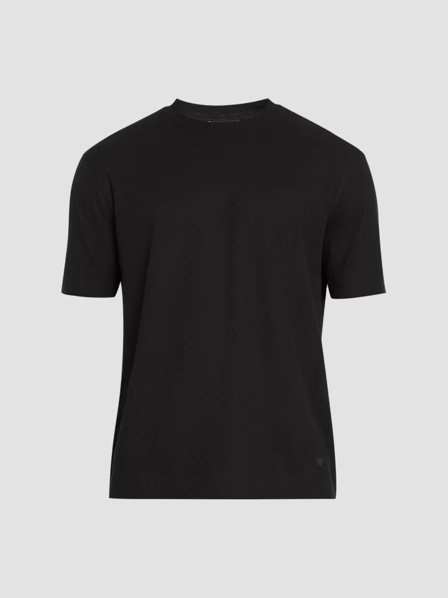 Emporio Armani Textured Oval Cotton Crewneck T-Shirt
