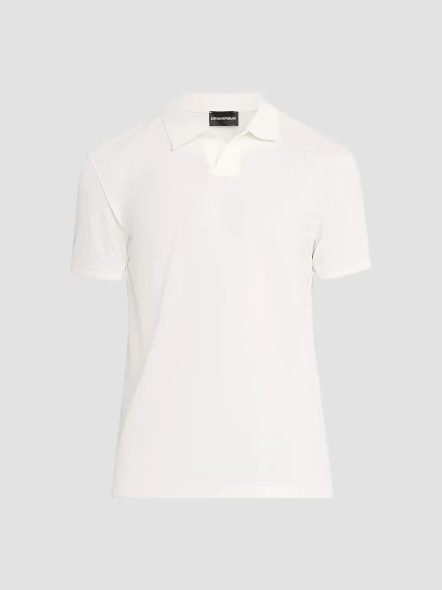 Emporio Armani Micro Chevron Jacquard Polo Shirt by Armani