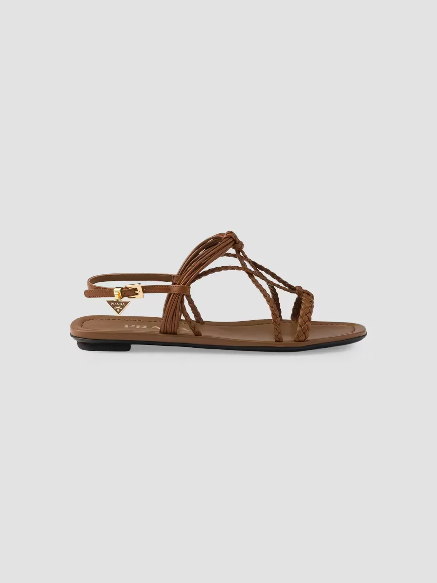 Flat Leather Sandals by Prada