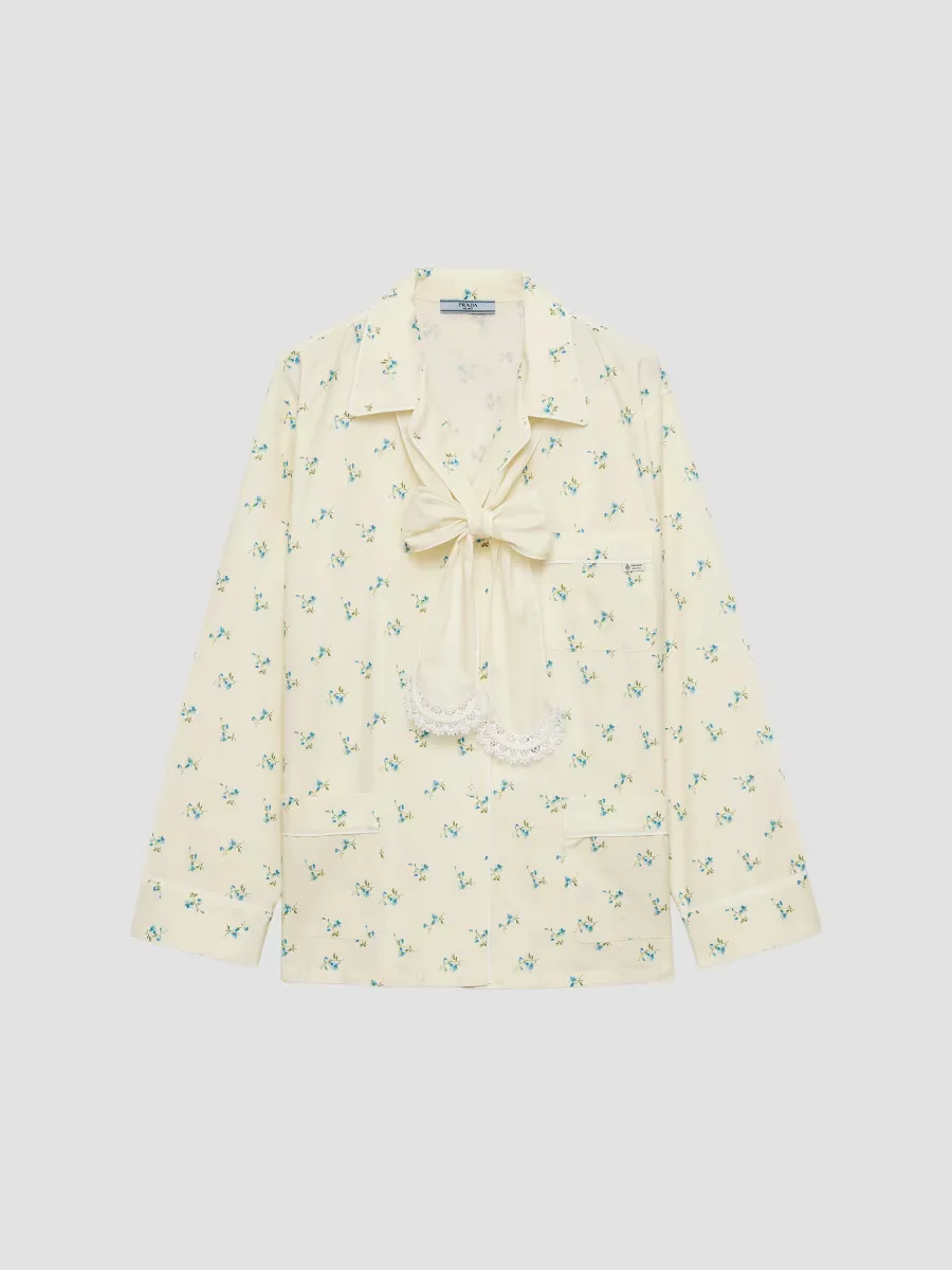 Bouquet Print Old Canvas Shirt by Prada
