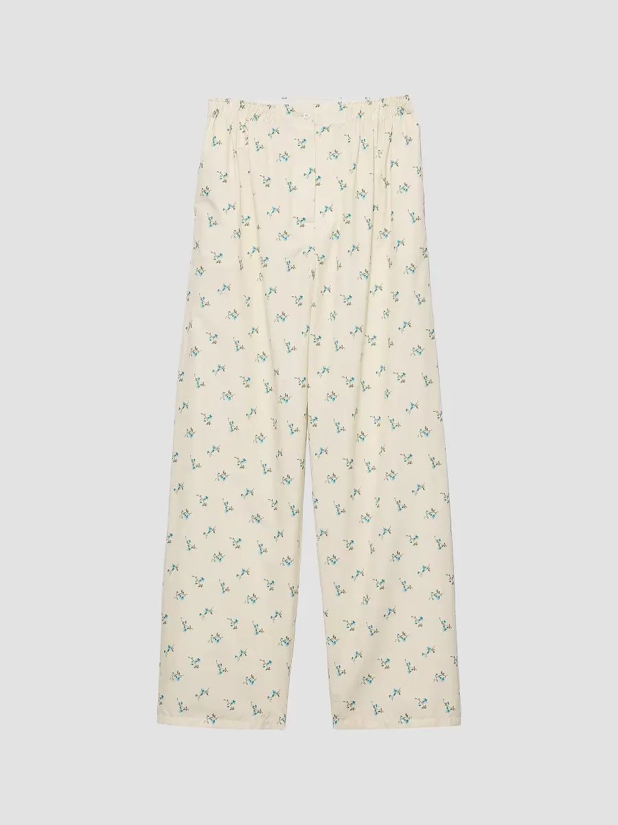 Floral Print Old Canvas Pants by Prada