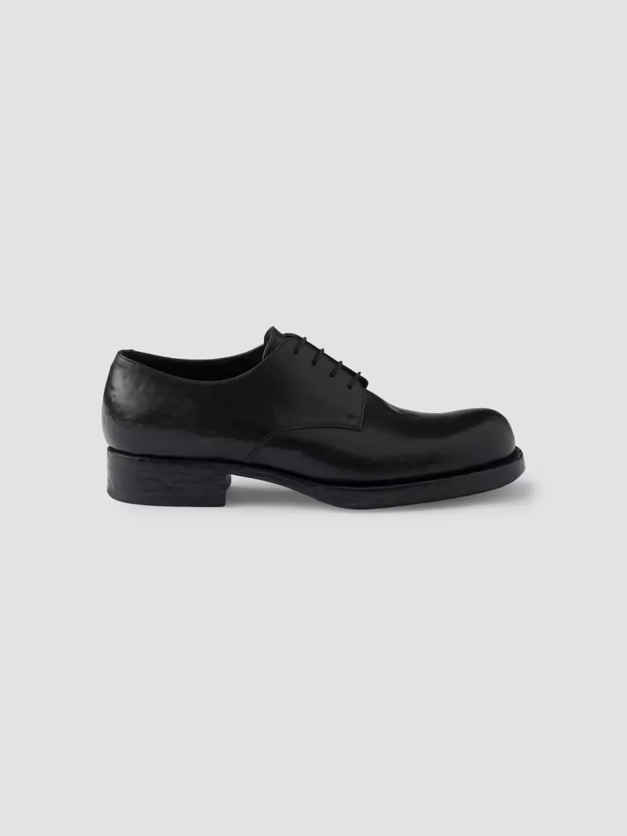 Antiqued Leather Lace-Up Shoes by Prada