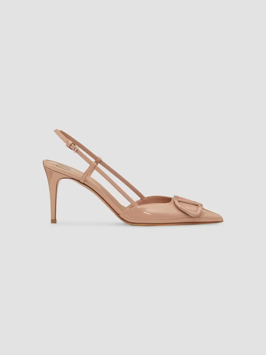 VLogo 80MM Signature Patent Leather Slingback Pumps by Valentino