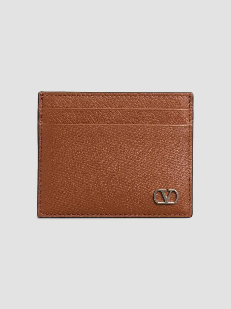 VLogo Signature Grainy Calfskin Card Holder
