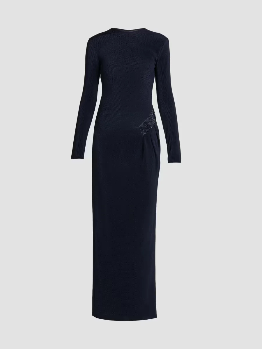 Embellished Hip Jersey Gown by Armani