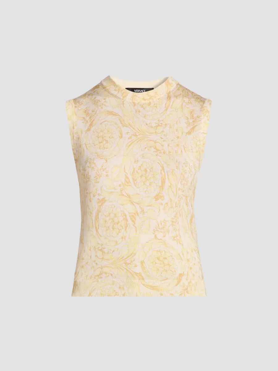 Barocco Knitted Silk Top by Versace