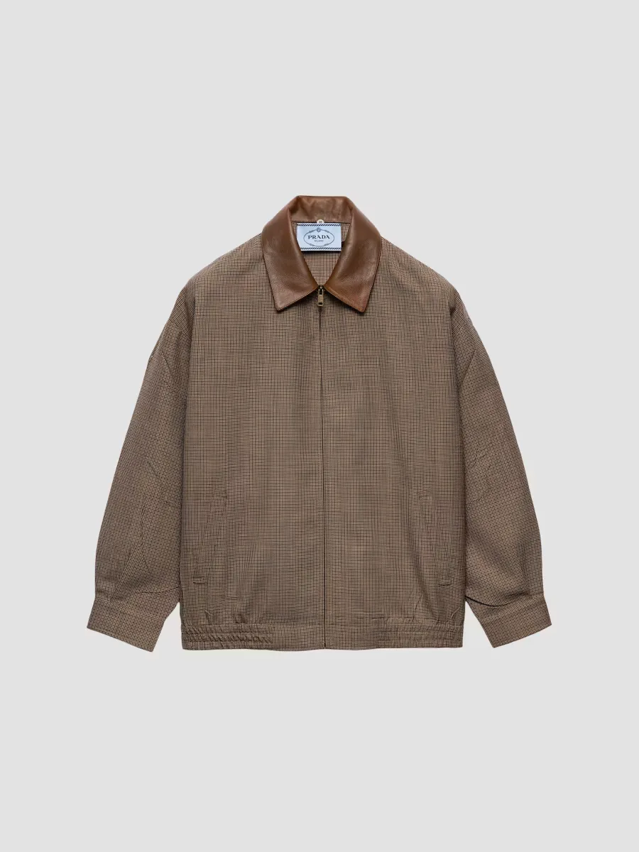Houndstooth Wool Blouson Jacket by Prada