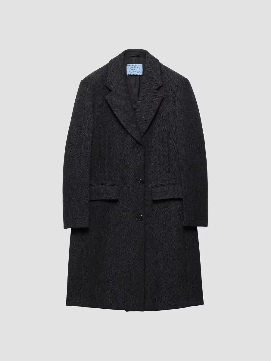 Single Breasted Double Wool Coat by Prada