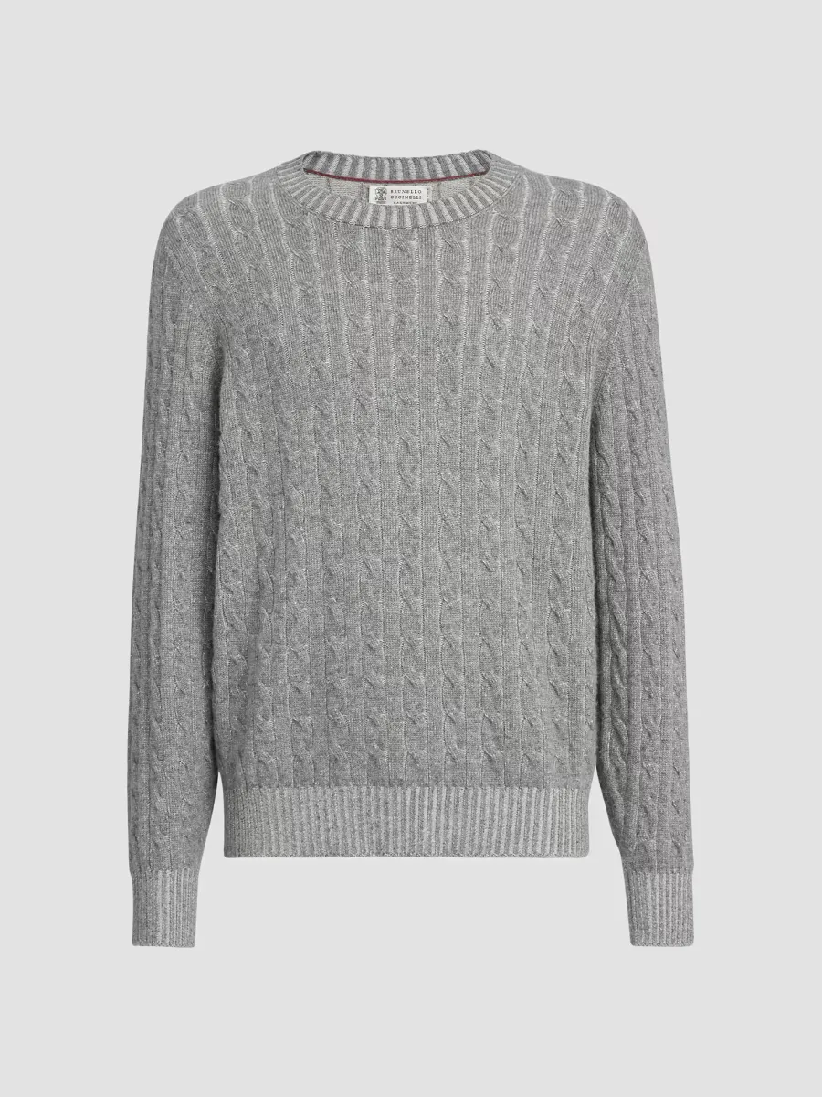 Cashmere Vanis Cable Knit Sweater by Brunello Cucinelli