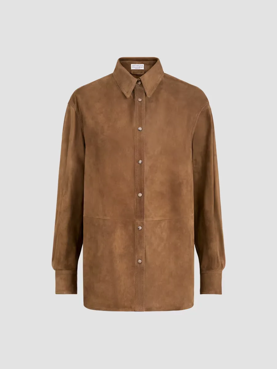 Suede Shirt with Monili by Brunello Cucinelli