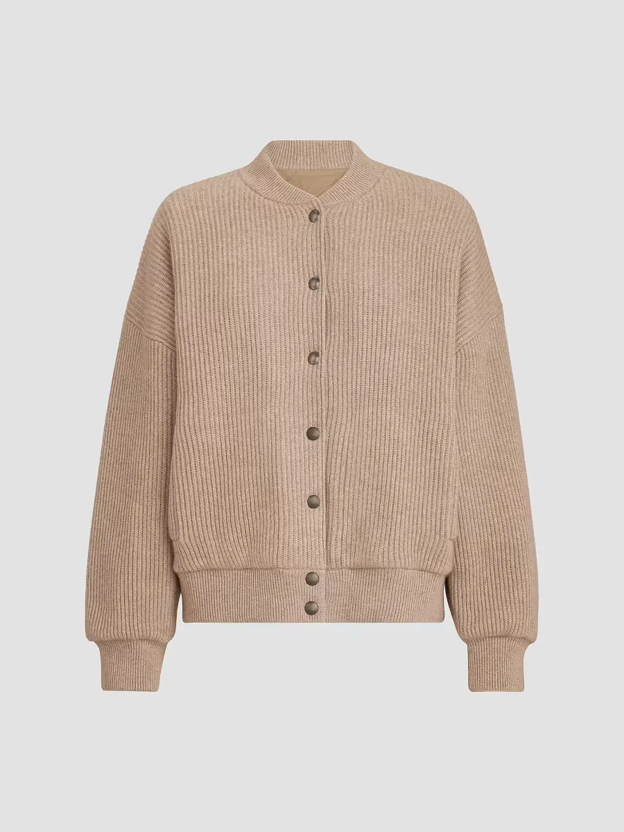 English Rib Knit Bomber Jacket with Thermore Padding by Brunello Cucinelli
