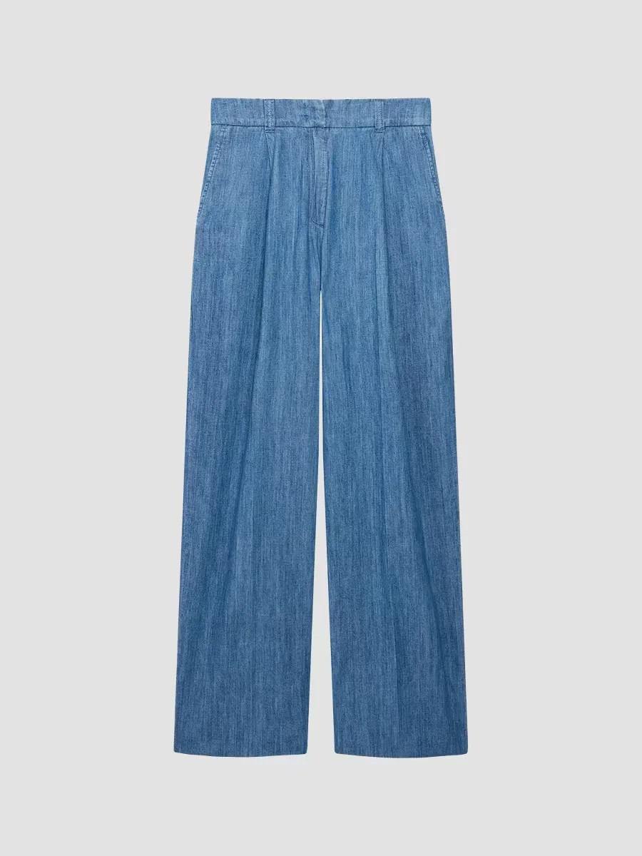 Chambray Relaxed Wide Leg Pants