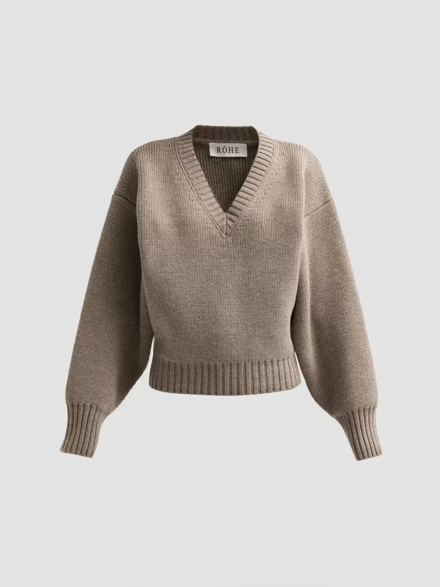 Compact Wool V-Neck Sweater by Rhe