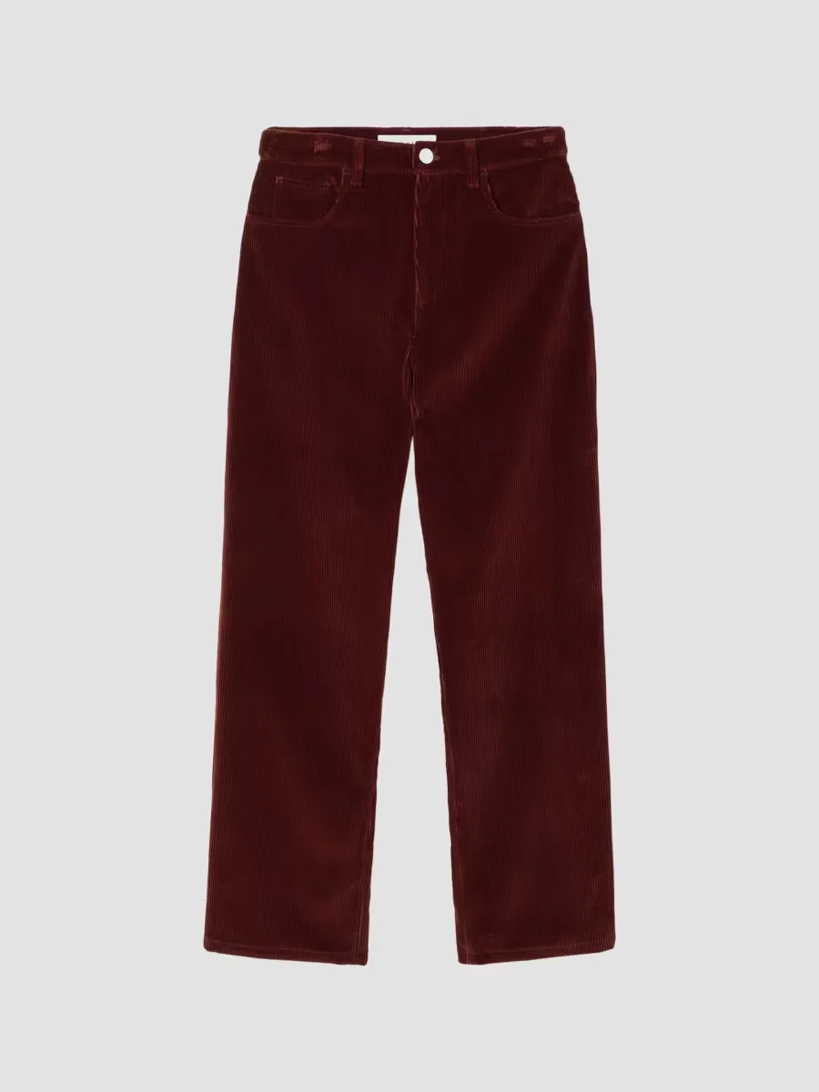 Bruun Corduroy Mid-Rise Straight-Leg Pants by Rhe