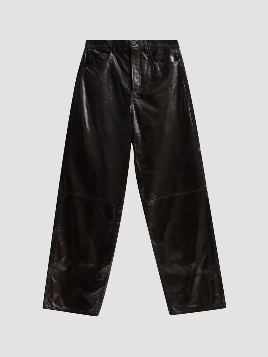 Bruun Lacquer Leather Baggy Trousers by Rhe