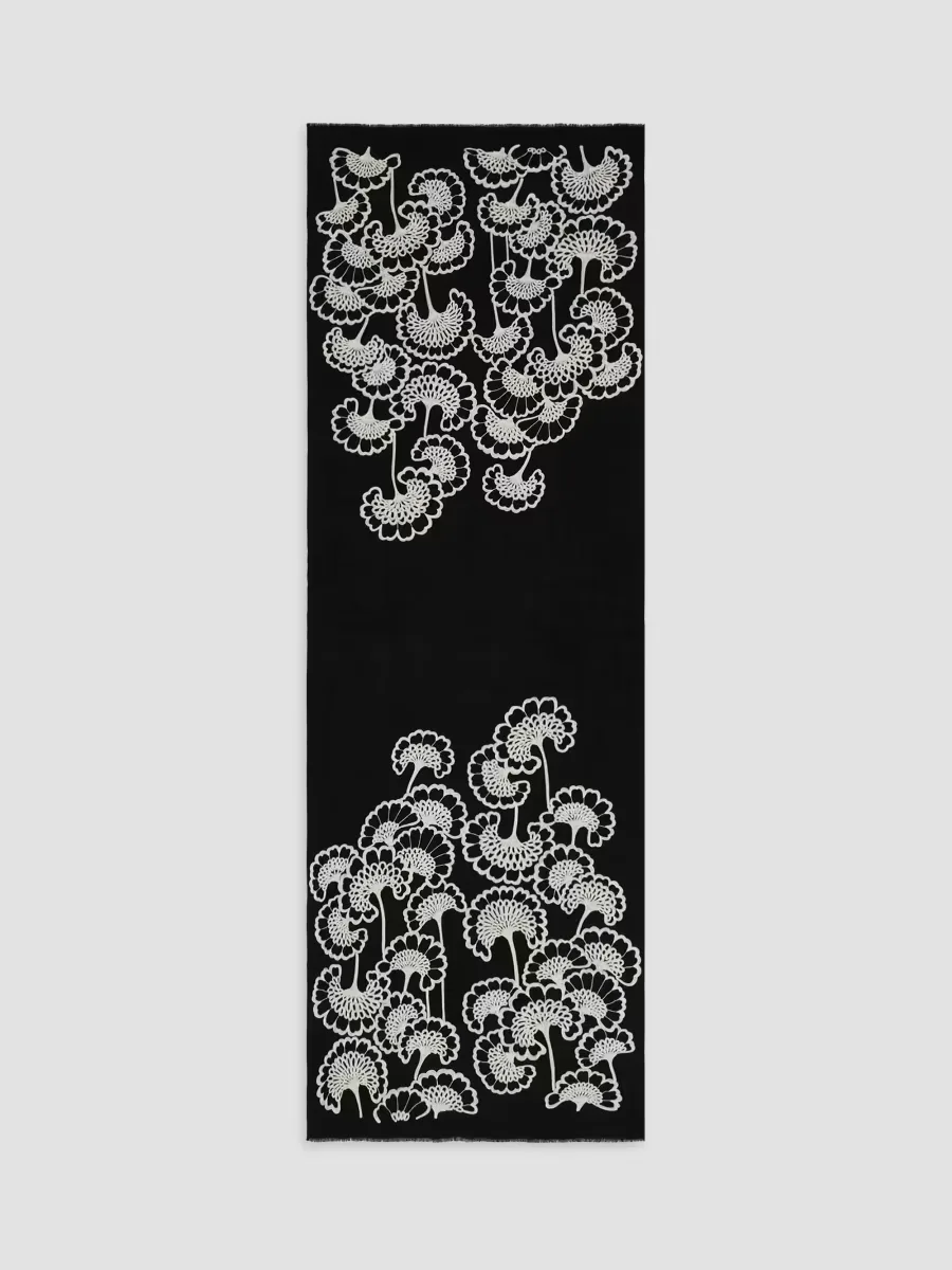 Embroidered Merino Wool Scarf by Janavi