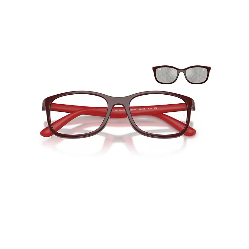 Ray-Ban Marvel- Spiderman Rb9644skids Sunglasses Polished Dark and Rubber Red Frame Grey Lenses 46-16 by Ray-Ban