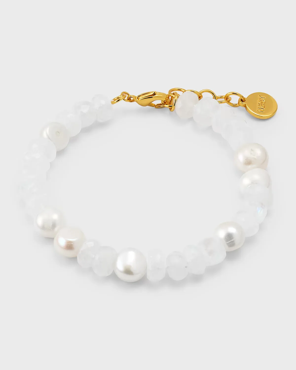 Faceted Moonstone and Pearl Bracelet by NEST Jewelry