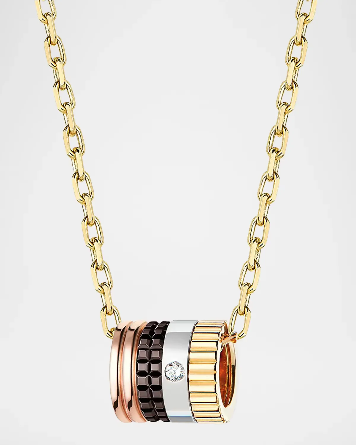 Quatre 18K White Gold White Ceramic Large Pendant Necklace by Boucheron