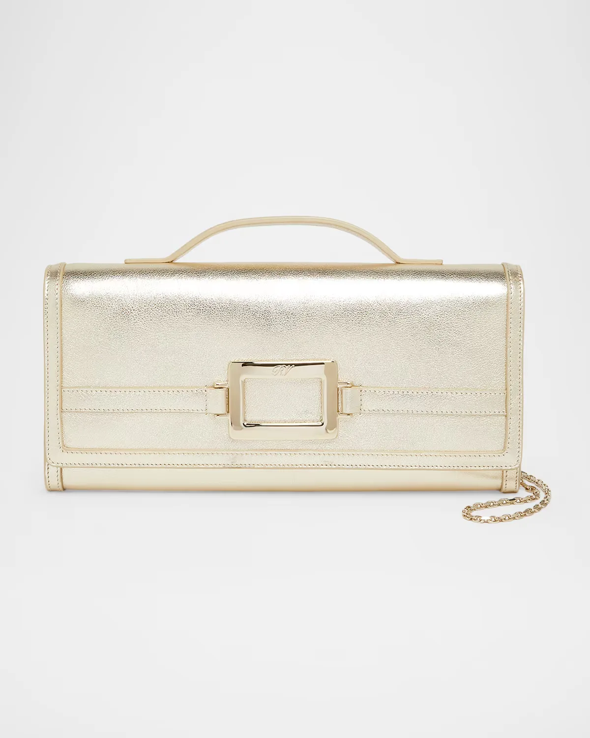 Belle Vivier Metallic Leather Clutch Bag by Roger Vivier