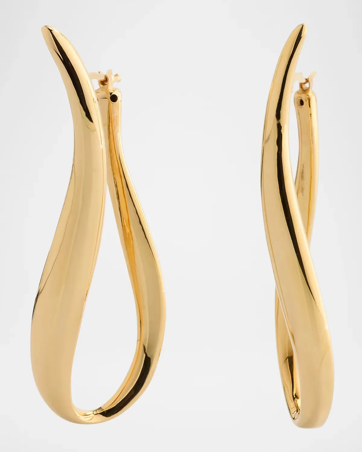 18K Yellow Gold Wavy Drop Earrings