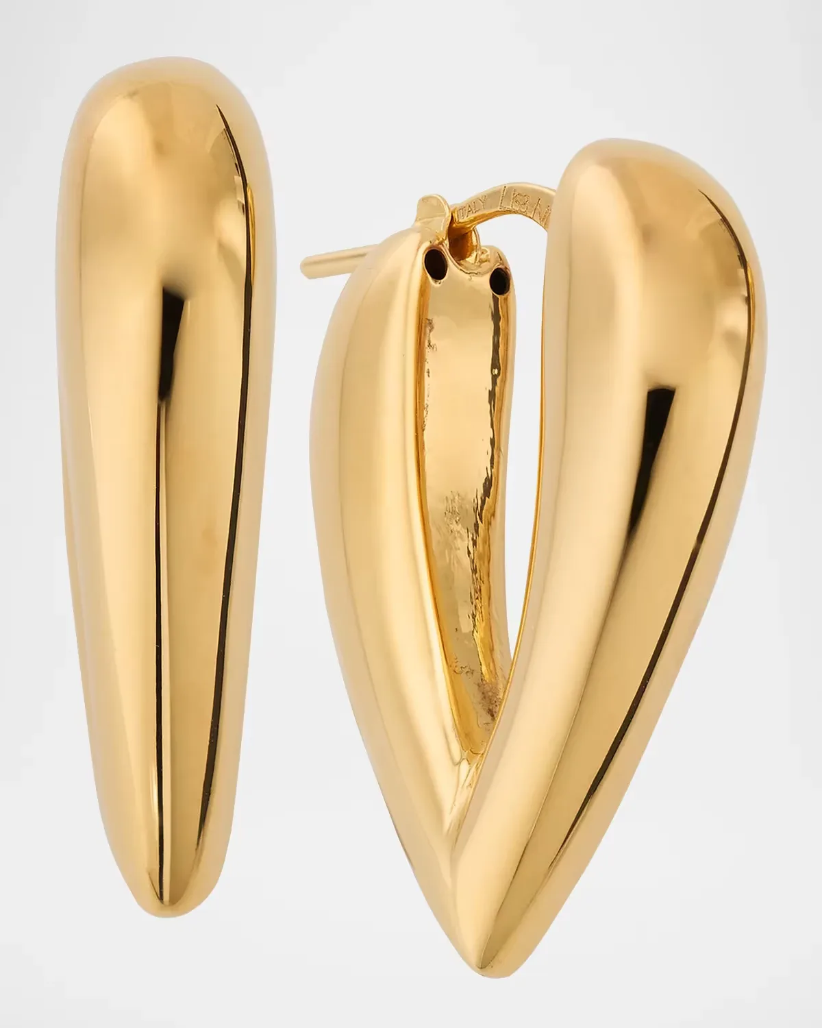 18K Yellow Gold V-Hoop Earrings by Lisa Nik