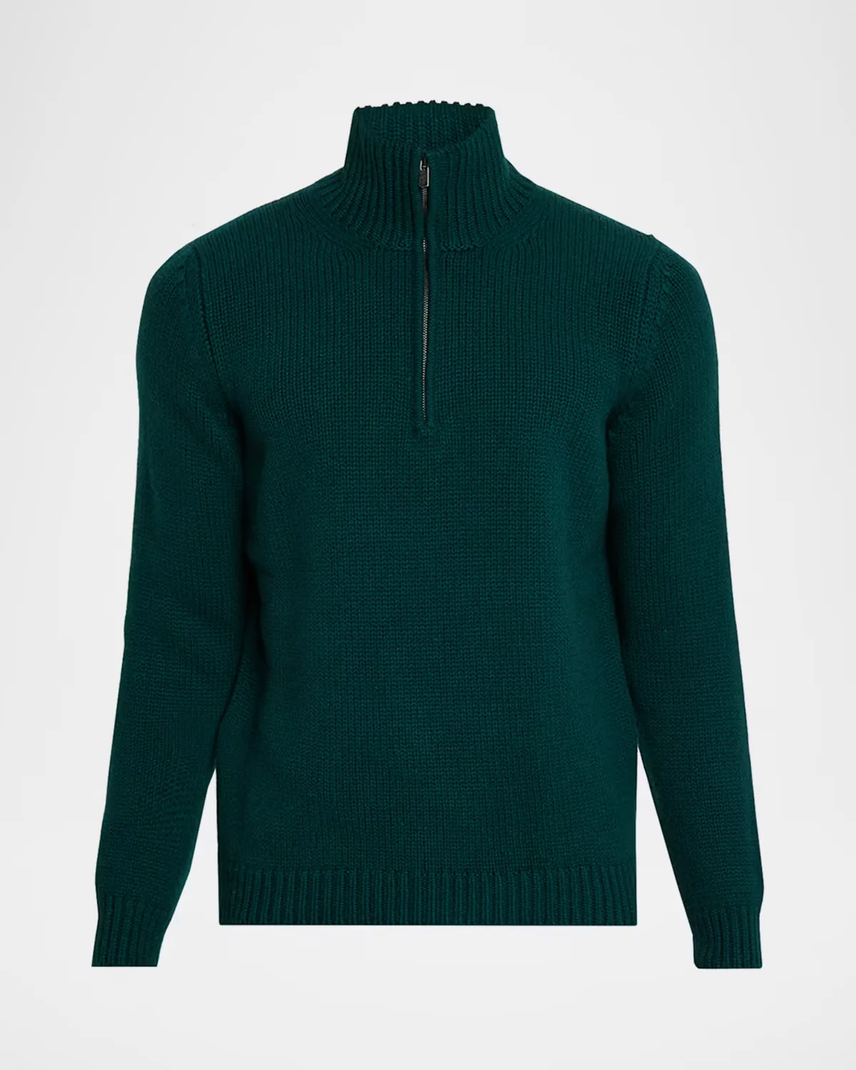 Plain Knit Cashmere Quarter-Zip Sweater by Anderson & Sheppard