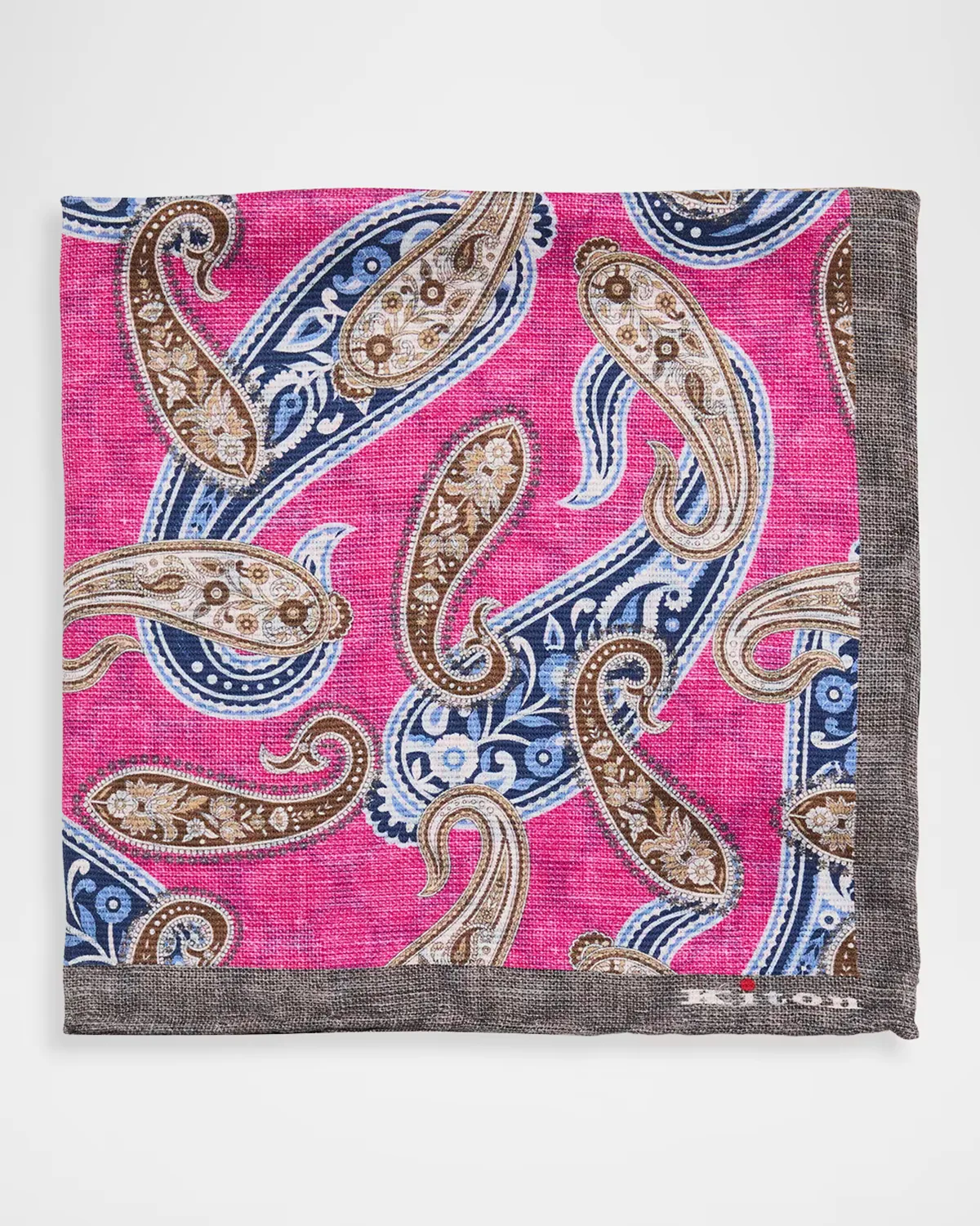 Medallion-Paisley Double-Face Silk Pocket Square by Kiton