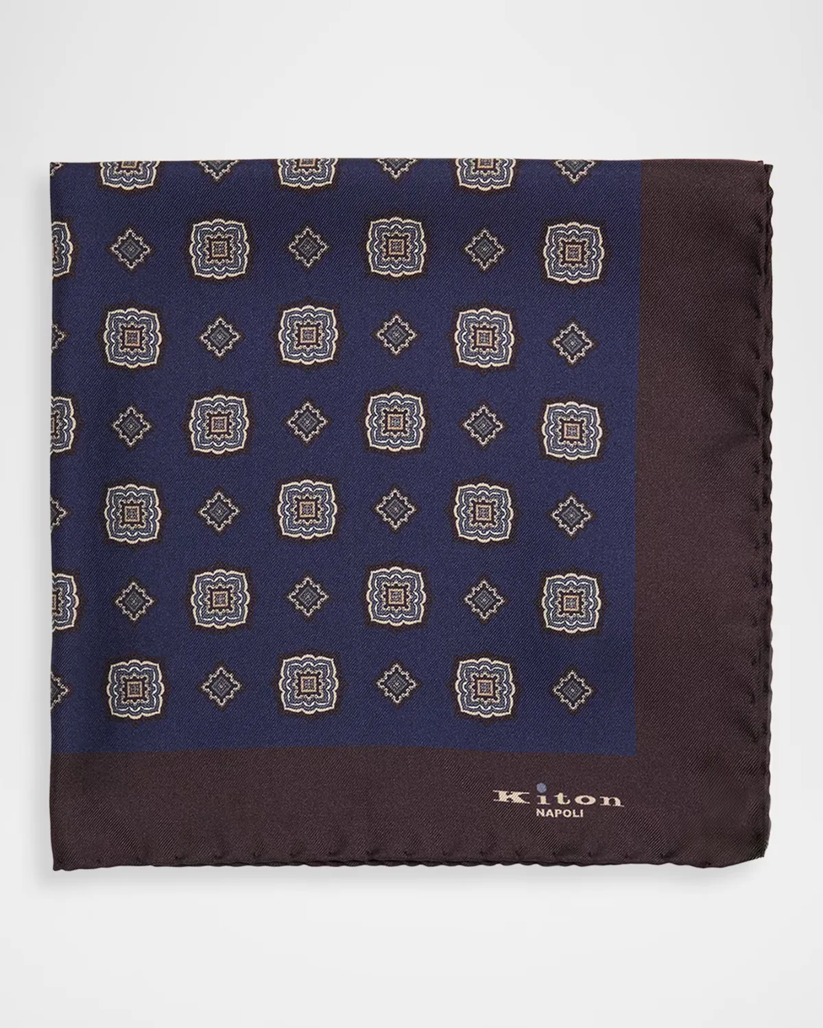 Medallion Silk Pocket Square by Kiton