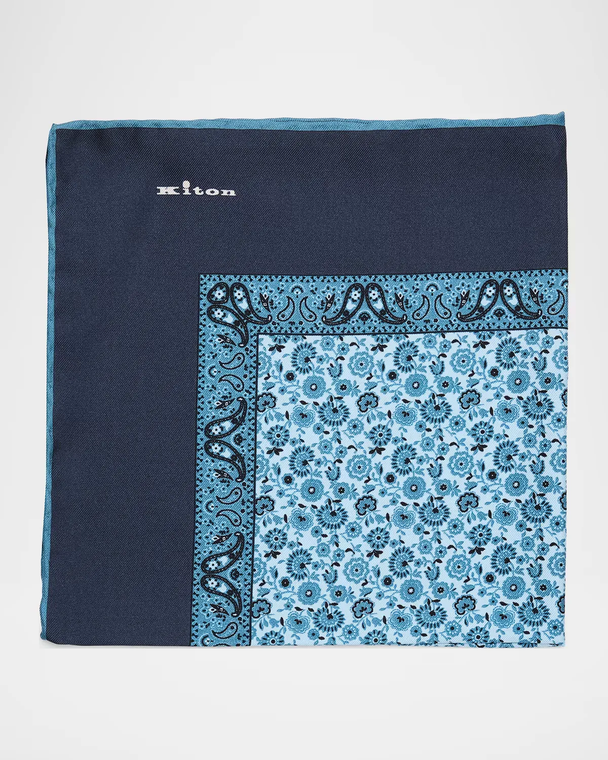 Floral Paisley-Trim Silk Pocket Square