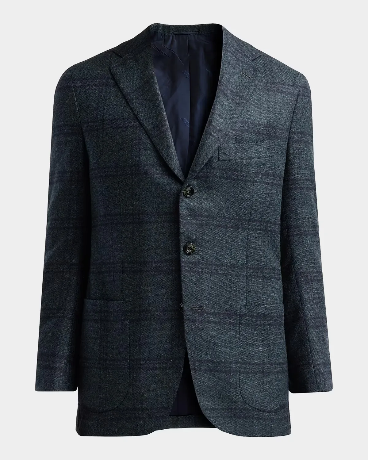 Plaid Cashmere Single-Breasted Sport Coat