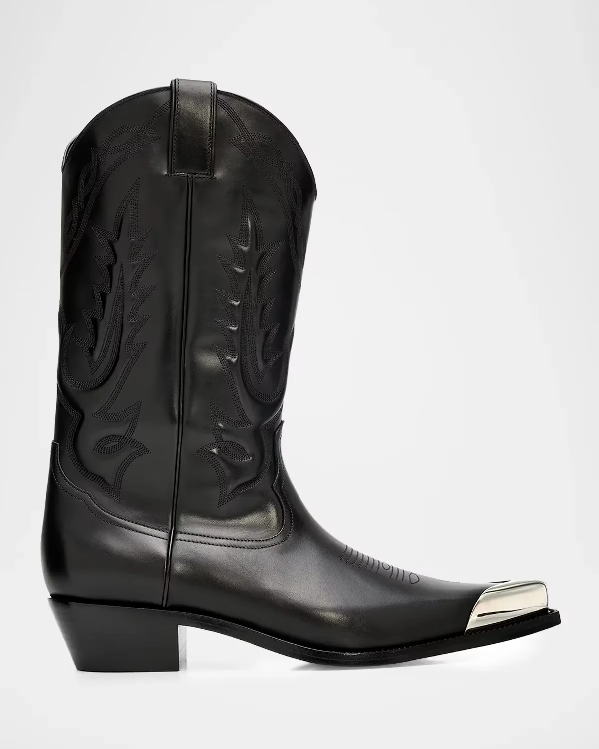 Santiagus Leather Metal-Toe Western Boots by Christian Louboutin