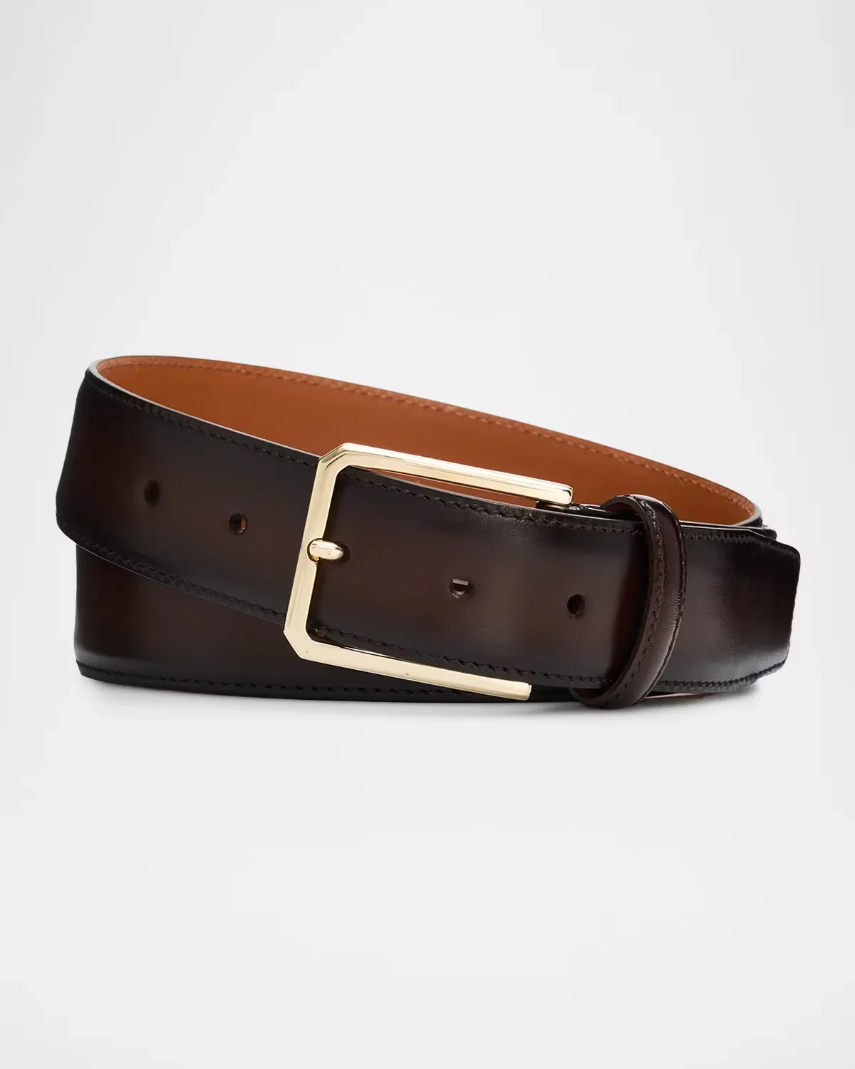 Rectangular-Buckle Leather Belt by Santoni