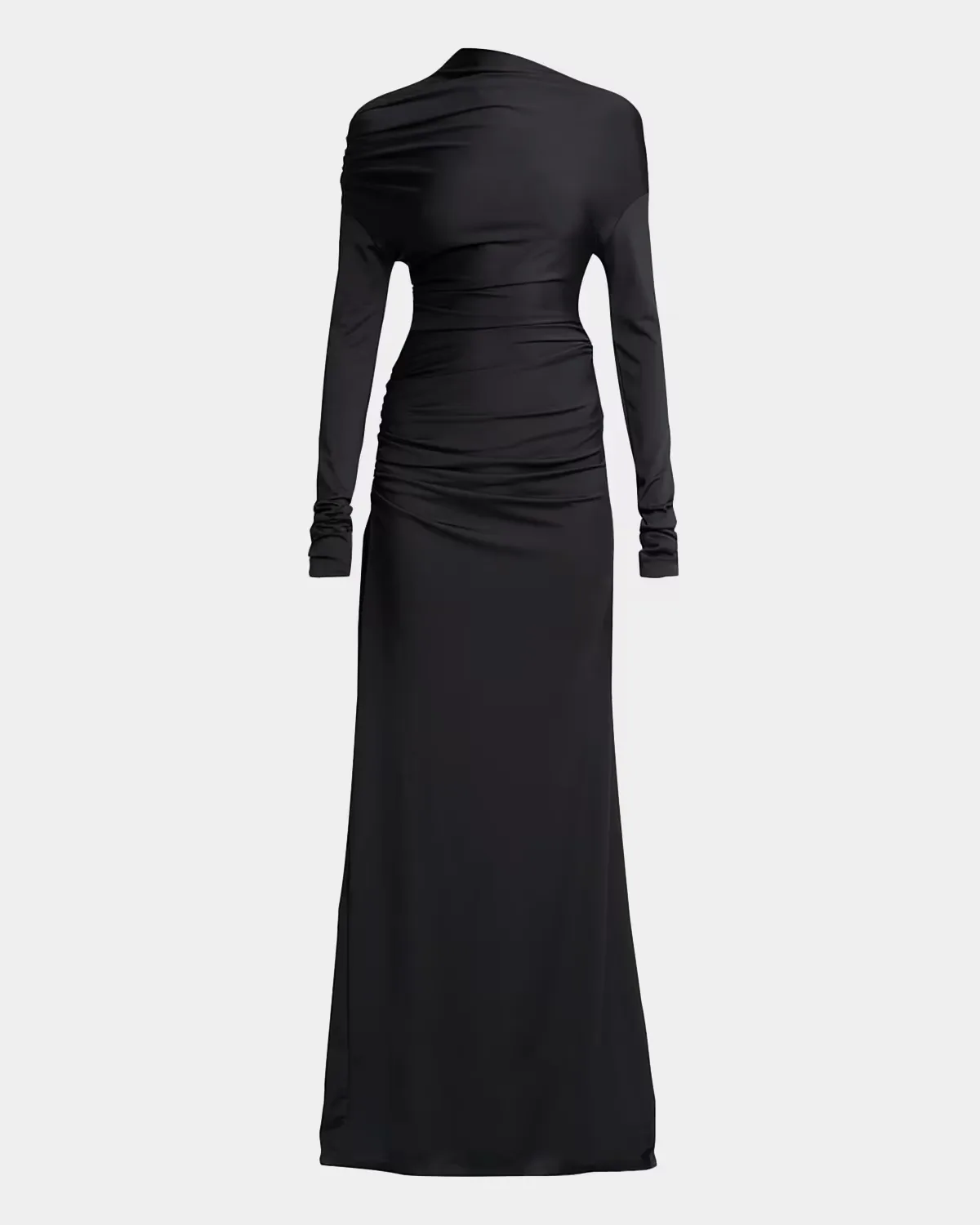 Draped Long-Sleeve Column Gown