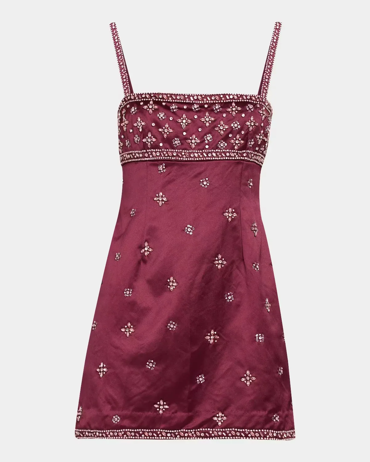 Casslouie Embellished Satin Mini Dress