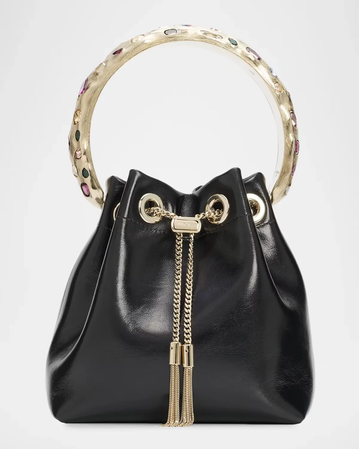 Bon Bon Crystal-Embellished Leather Bucket Bag