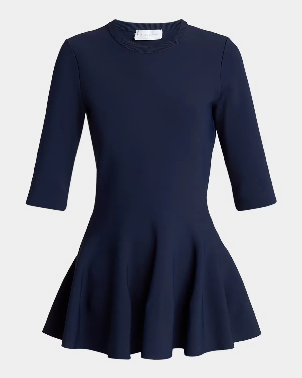 Elbow-Sleeve Compact Knit Peplum Top by Stella McCartney