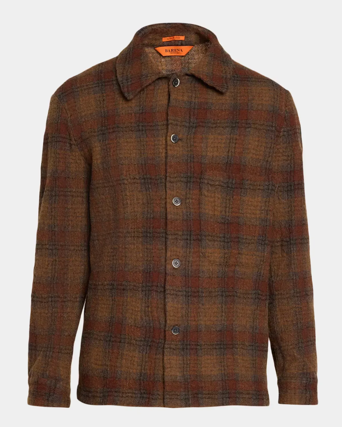 Virgin Wool Plaid Overshirt by Barena