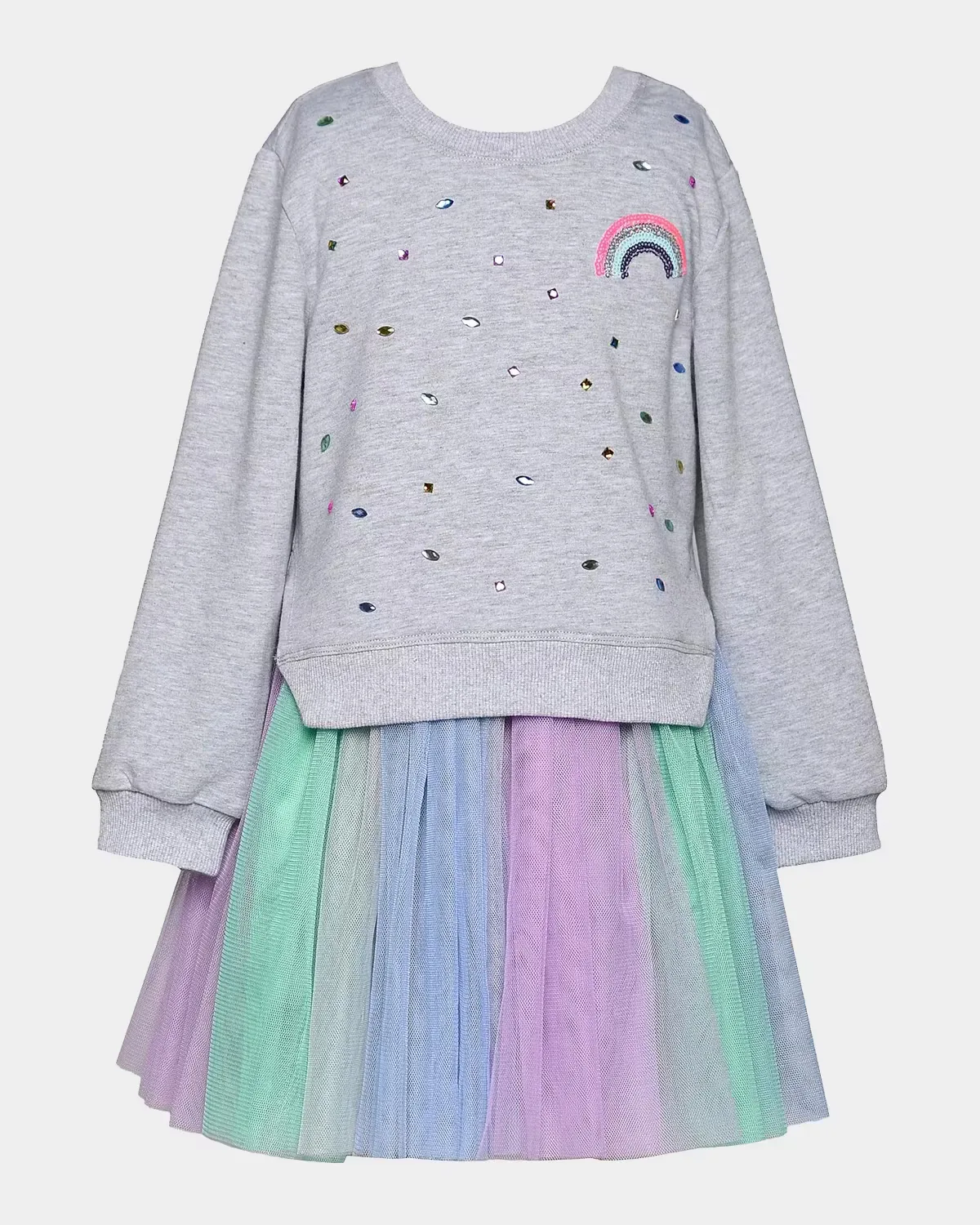 Multicolor Sequined Sweatshirt Combo Dress by Hannah Banana