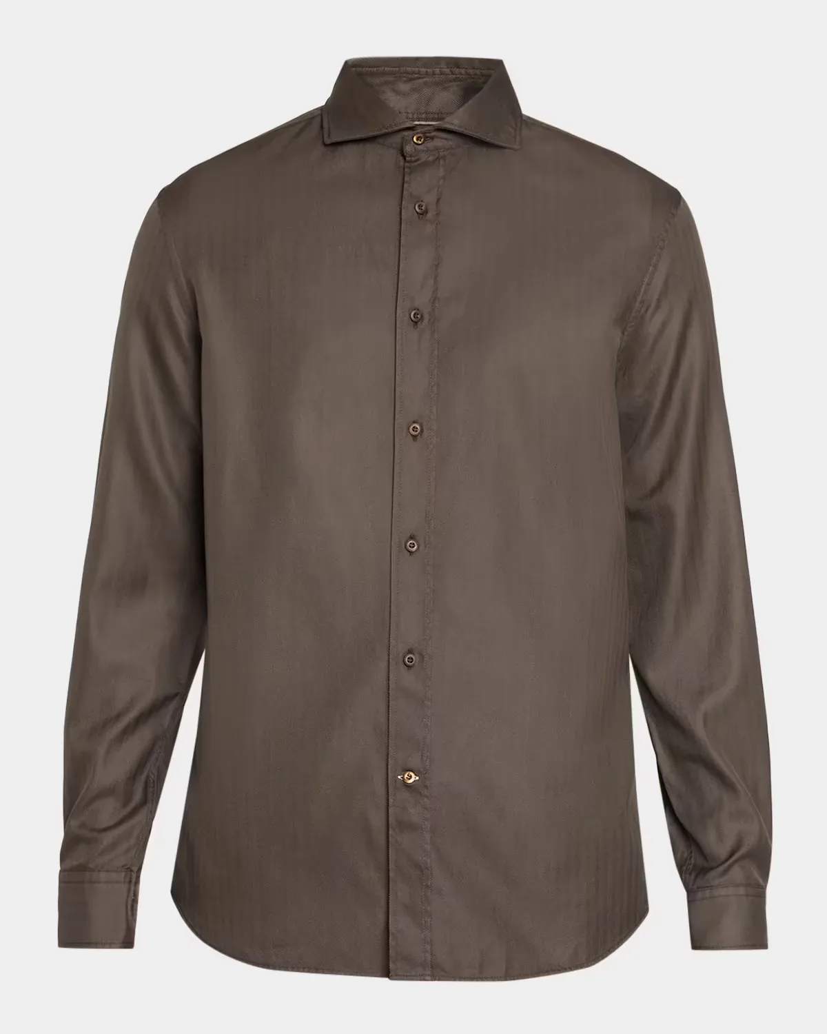 Cotton Chevron Button-Front Shirt by Brunello Cucinelli