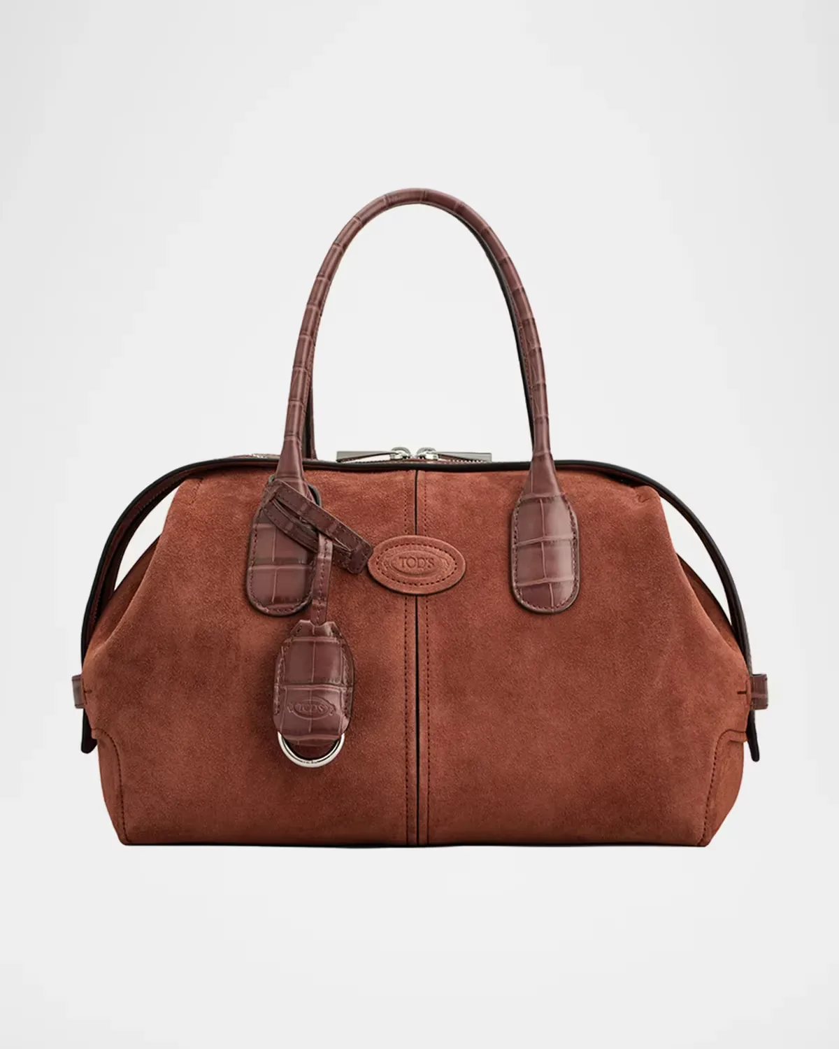 Leather-Trim Suede Bowling Bag by Tod & apos;s