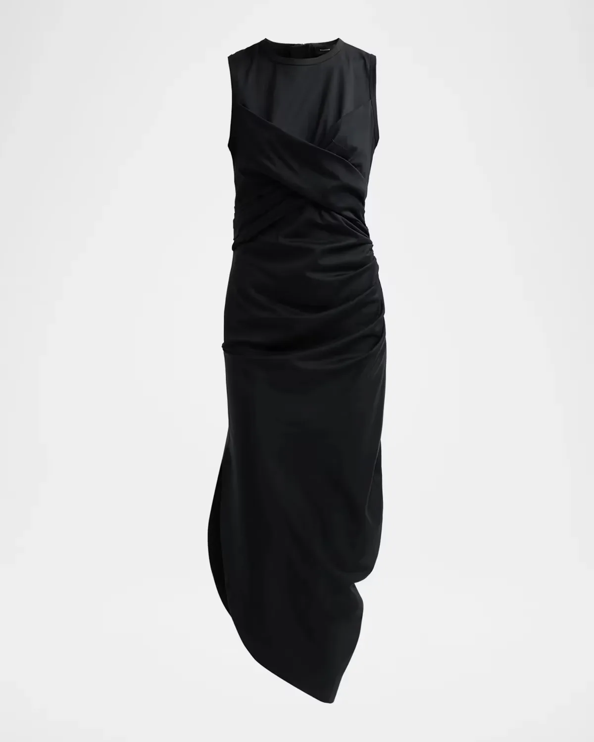 Zafira Sleeveless Draped Cotton Asymmetric Midi Dress