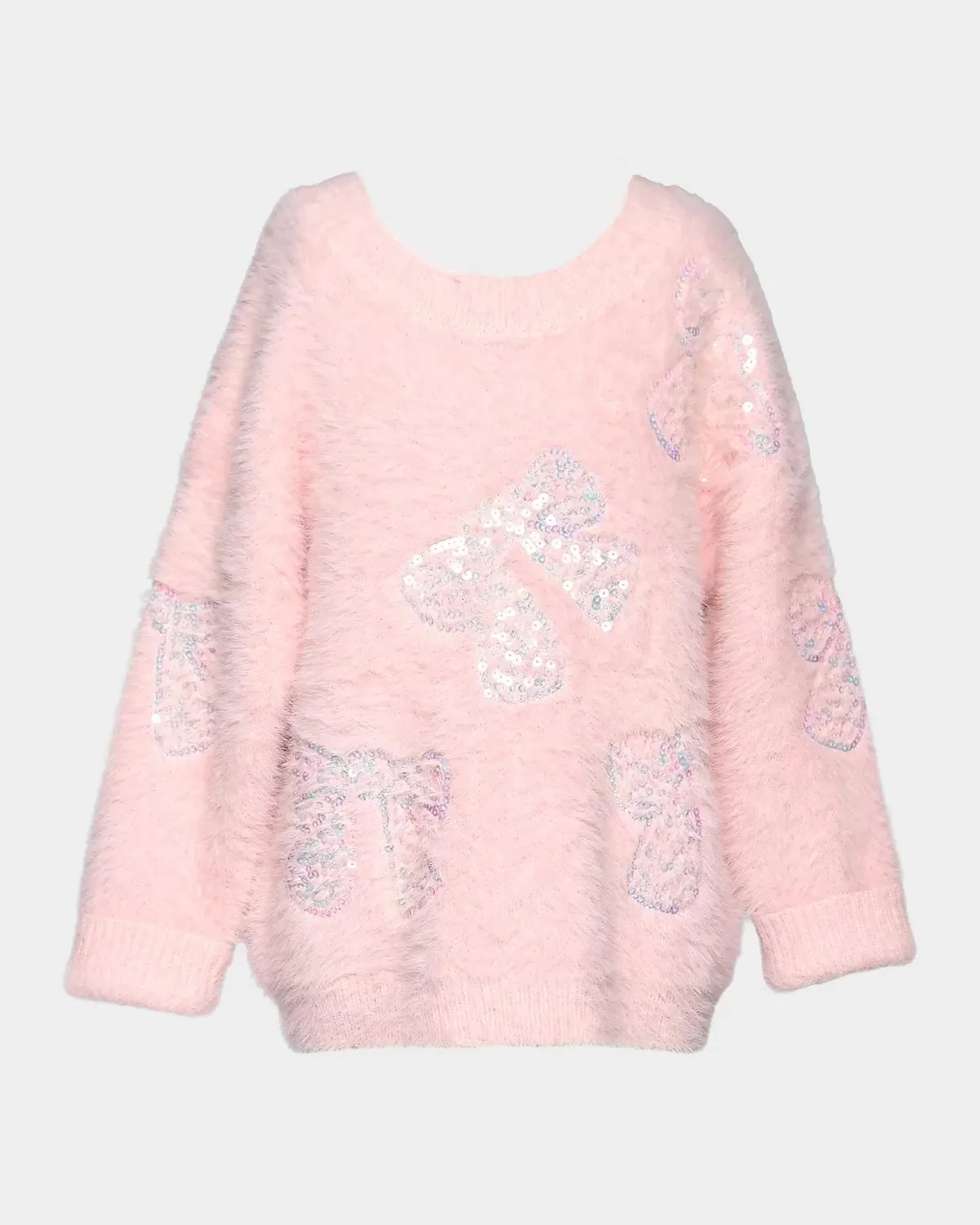 Sequin Bow Fuzzy Sweater by Hannah Banana