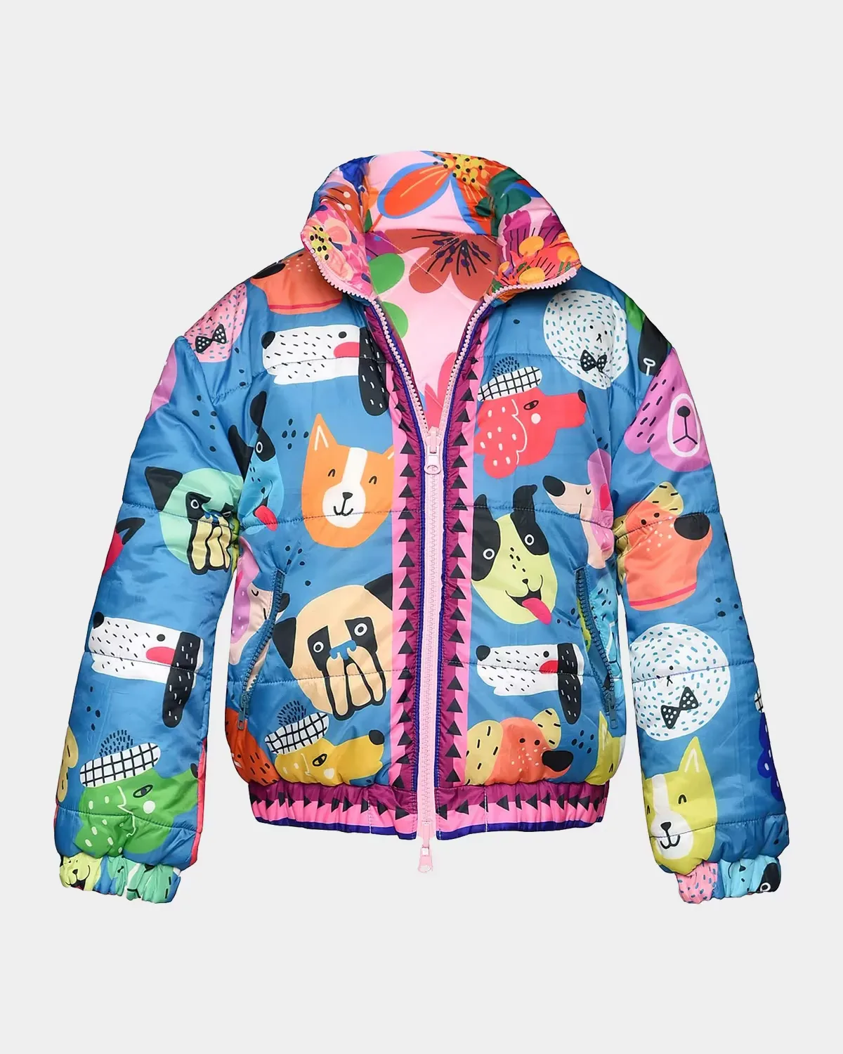 Printed Reversible Puffer Jacket by Hannah Banana