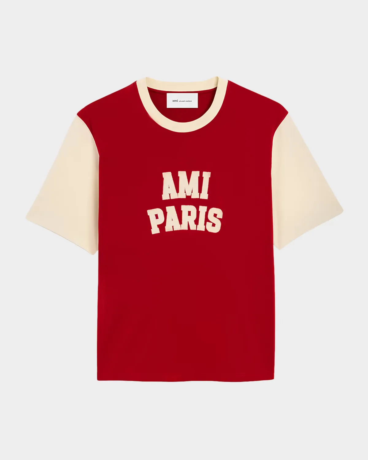 Color-Block Chenille Logo Crewneck T-Shirt by Ami Paris