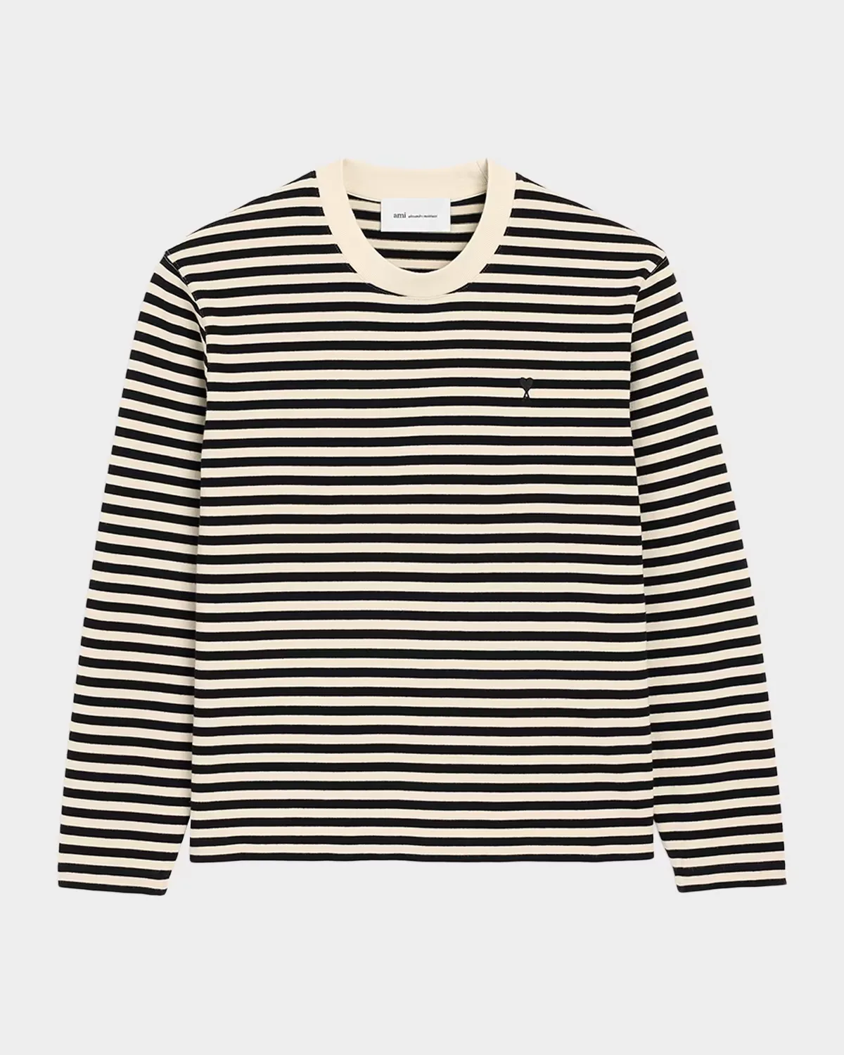 Stripe Cotton Crewneck Long-Sleeve T-Shirt by Ami Paris