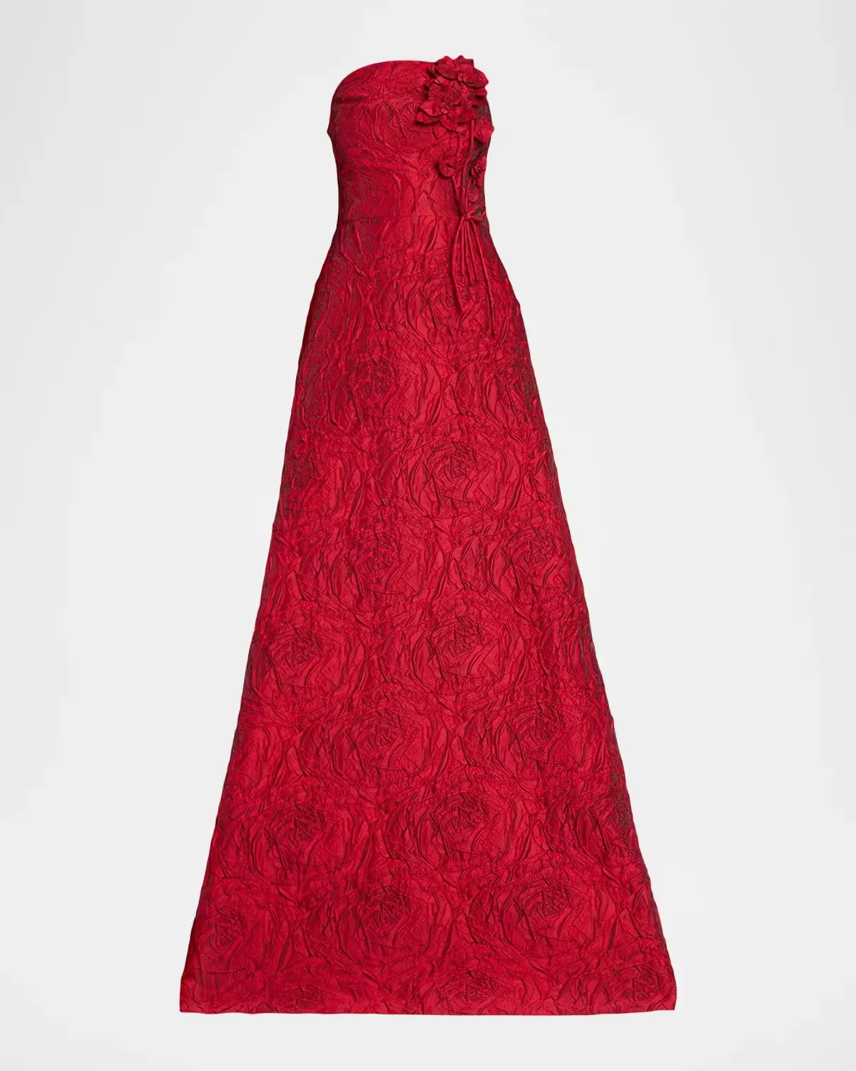 Strapless Floral Jacquard A-Line Gown by Teri Jon